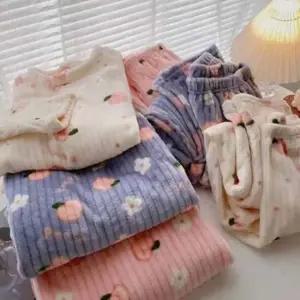 피치 골지 극세사 상하의세트 겨울여자잠옷 겨울커플잠옷