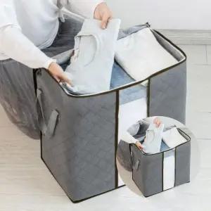 그레이 패브릭 수납 의류 이불보관함 50x28cm 원단 리빙포인트 정리함