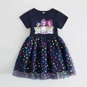 케이팝 데몬헌터스 반팔 드레스 원피스 키즈 캐릭터 코스프레 라운드 봄 여름 오버핏 어린이