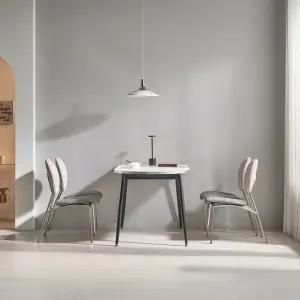 베일리 실버엣지 반타원형 화이트식탁 1400