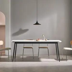 베일리 실버엣지 라운드 화이트식탁 1800