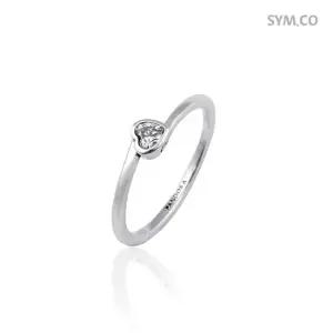 199267C02 클리어 틸티드 하트 솔리테어 여자 실버반지 d