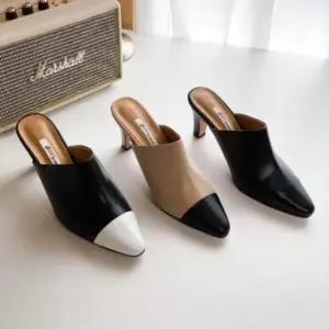 뮬운동화 소가죽 여성 뮬블로퍼 발등스트랩 데일리구두 7cm굽