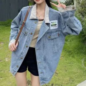 청 여자 여성 카라 아우터 데님 간절기 외투 자켓 골덴 봄 블루