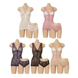 [라라슬림] 매쉬 입체보정 지퍼 란쥬 팬티 상하 2종 1세트