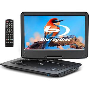 WONNIE 16.9인치 휴대용 블루레이 플레이어, 14.1인치 풀 HD 대형 스위블 화면, HDMI 출력 및 AV 출력이 있는 DVD 4-5시간 충전식 배터리, USB/Micro SD 카드 지원