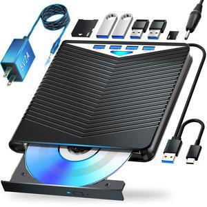 Dainty 7-in-1 외장 블루레이 드라이브 읽기/쓰기 Bluray Burner USB 3.0 및 Type-C와 호환되는 BD/DVD/CD 드라이브, Windows 7-11 Mac, PC 호환, M-DISC(블랙) 지원