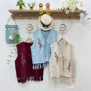 여사친 니트 가을 카디건 조끼 자수 끈 나시 상의 원픽3