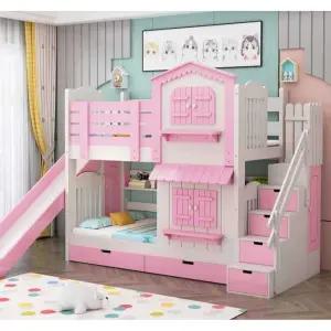 어린이 미끄럼틀 2층침대 벙커 키즈 유아 계단식