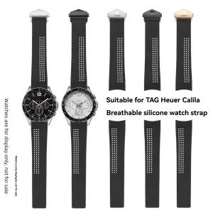 호환  태그호이어 카레라용 20mm 22mm 실리콘 스트랩 통기성 방수 교체용 CV7A12 CV2014 CV7A11 모델 시계