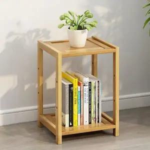 [하프클럽/셀러허브]진열대 플랜홈 대나무 2단 선반 책진열 화분 인테리어