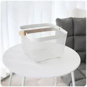 ( )다용도 메쉬 수납 바구니 손잡이 철제 정리함 화이트 수납함