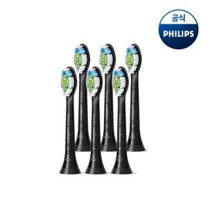 PHILIPS 필립스 소닉케어 W 옵티멀 화이트 칫솔모 블랙 6개입 HX6066/91