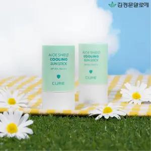 [쿨링 선스틱 2개/김정문알로에] 라센스 로에 큐어 알로에 쉴드 쿨링 선스틱(SPF50+,PA++++) 2개