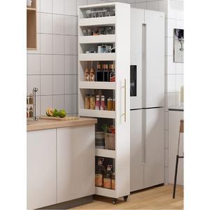 주방 슬라이드장 수납장 그릇장식장 호두나무 워시백 세탁실 수납 부엌 이동식