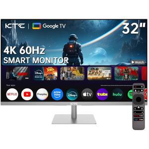 KTC 32인치 4K 스마트 모니터, 구글 TV 시스템 UHD 3440x2560P 안녕하세요, 음성 리모컨 넷플릭스 라이선스 돌비 오디오 HDR KVM 기술 WiFi 블루투스 65W PD 타입 C 고속 충전기 VESA 지원