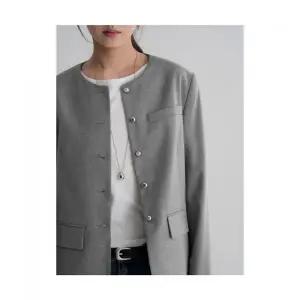 에잇세컨즈 라운드넥 미디 자켓재킷 그레이 416214