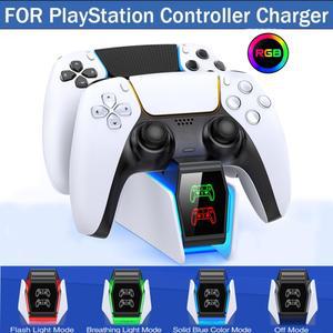 PS5 듀얼 고속 충전기 용 RGB 컨트롤러 스테이션 게임 패드 표시기 스탠드 도킹