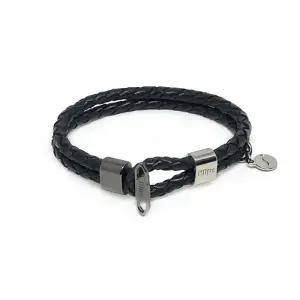 [클립스어반]  티모 블랙 가죽 남자팔찌
