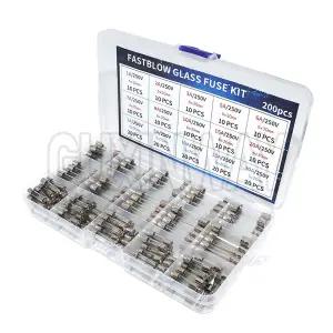 호환  200개 고속 유리 퓨즈 모음 키트 15가지 값 자동 퓨즈 모음 키트 250V 5x20mm  6x30mm 유리관