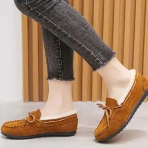 [SBCZOJI]여자겨울신발 모카신 털내피 방한화 브라운