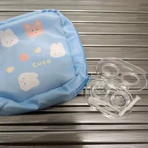 투명한 렌즈케이스 보관함 렌즈통 흡착봉 집게 포함 사무실 학교 식염수