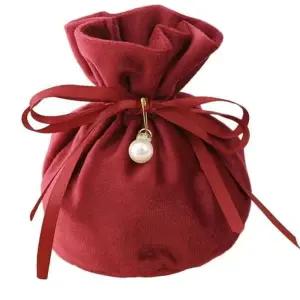 [룽스]전통 전통기념품 빨간색 단색 진주복조리