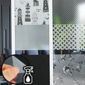 유리 시트지 무점착 불투명 암막 창문 시트지 망입 필름 스티커 플라워 코끼리 꾸미기 화장실 발코니