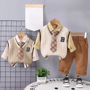 클래식꽈배기 아동 니트조끼 셔츠 정장4종세트 205614
