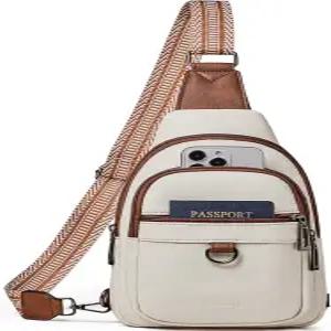 카캉 여성 슬링백 크로스바디백 여성용 가죽 슬링 백팩 데이팩 패니팩 크로스바디 지갑 여행