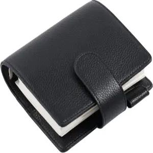 모터 포켓 엘리트 링 플래너 - 큰 뒷주머니가 없는 정품 가죽 바인더 정리함(페블드 블랙 25mm 링)