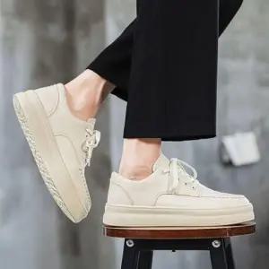 남성 베이지 통굽 캐주얼 단화