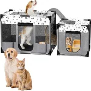 실내 고양이를 위한 DESEL 휴대용 고양이 놀이펜 PVC 파이프 강화 애완동물 접이식 강아지 야외용 개 텐트