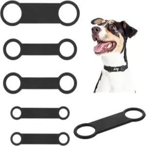 슬라이드 온 도그 태그를 위한 Tucnoeu 6Pcs 태그 고무 밴드 교체용 개인화된 이름 ID 블랙 스테인리스