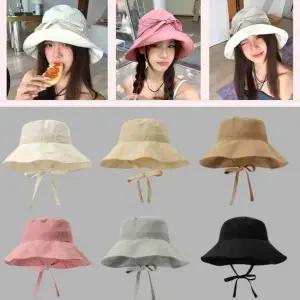 바스락 와샤 소재 여성 벙거지 버킷햇 가벼운 접이식 여행용 썬캡