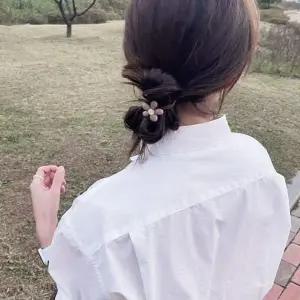 브라운 곰돌이 머리끈 3P