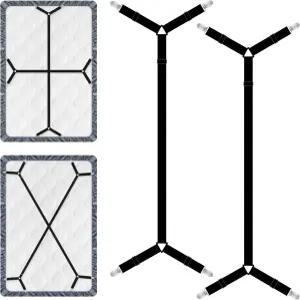 Xunesip 침대 시트 스트랩 2Pcs 탄성 조절식 홀더 금속 클립으로 시트를 제자리에 고정할 수 있는 장착