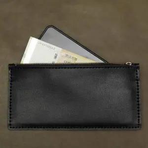 소가죽 수제 지퍼 핸드폰지갑 블랙 장지갑 카드 수납 다용도 미니백