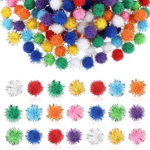 타이쿠르 250개 공예용 미니 폼폼 작은 폼폼볼 벌크 글리터 퍼지 퍼프볼 DIY 예술 공예 프로젝트 홈
