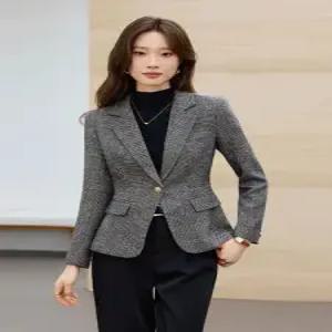 여사친 그레이 울 가을 캐주얼 정장 정장자켓 트렌디 쇼트 겨 코트 아이템 HT4