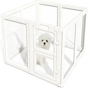 러브테일 투명 아크릴 개 놀이펜 실내 우리 강아지 토끼 고양이를 위한 조립 및 애완동물 튼튼하고