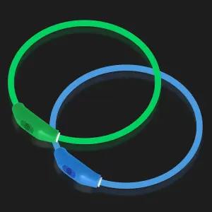 Novkin 2팩 LED 도그 칼라 라이트 업 야간 보행을 위한 충전식 유니버설 소형 중형 대형견 그린앤블루용