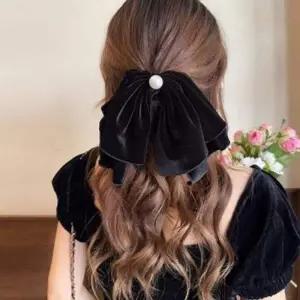 머리끈 벨벳리본 진주 헤어슈슈