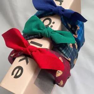 TBZ 테디베어 체크 뉴트로 패턴 포인트 헤어밴드 머리띠