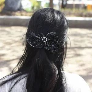 TBZ 큐빅 링 포인트 미니 도트 패턴 리본 헤어핀 6colors