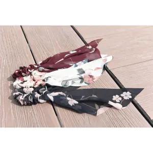 TBZ 플라워 쉬폰 페미닌 롱 시스루 곱창 머리끈 3Colors