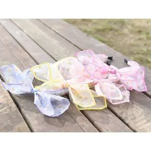 TBZ 플라워 패턴 오간자 쉬폰 더블 리본 헤어밴드 4colors