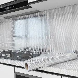 주방 가스레인지 벽면 오염 방지 알루미늄 시트지 60x500cm 기름때 차단