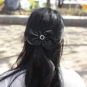 TBZ 큐빅 링 포인트 미니 도트 패턴 리본 헤어핀 6colors