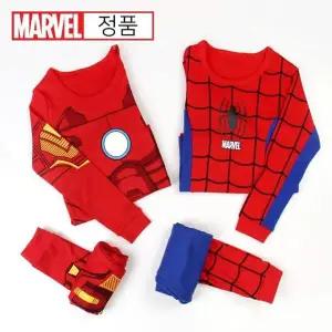 마블정품 국내생산 긴팔 실내복 스파이더맨 아이언맨 할로윈 아동